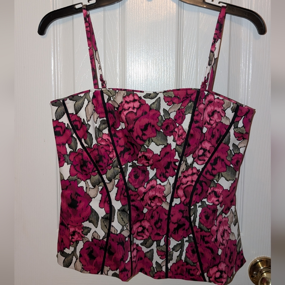 White House Black Market Pink and Black Floral Dress